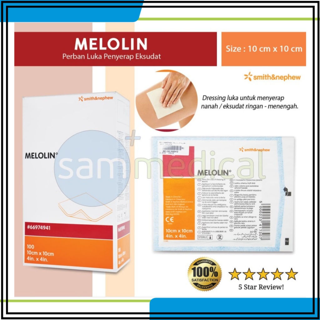 MELOLIN 10X10 Perban Luka Penyerap Eksudat Ringan-Menengah per PCS