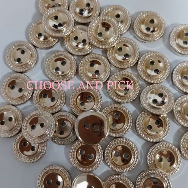 Kancing Baju Lobang 2 Emas / Kancing Emas Motif / Kancing Lubang 2 Emas Rosegold / Kancing Gold 18L