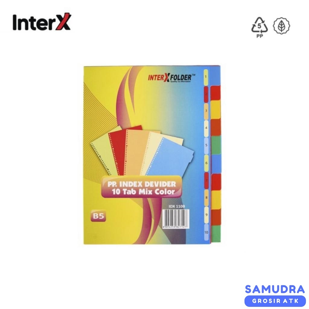 

Interxfolder Pembatas Kertas Binder B5 / Index Divider B5 10 Tab