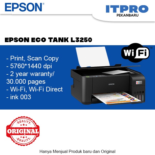 NEW EPSON ECO TANK L3250 PRINTER MULTIFUNGSI WIFI PENGGANTI L3150