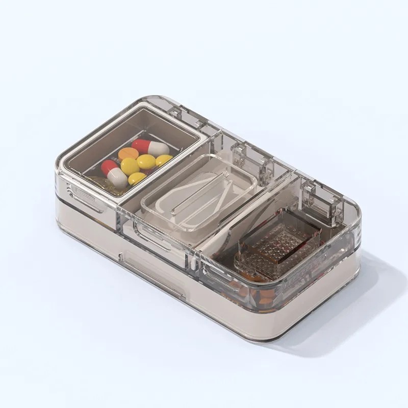 MH - Tempat Obat 3in1 Pemotong Penghancur Traveling Box Obat Portable 0988