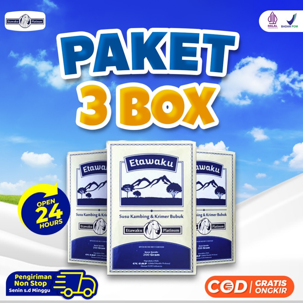 

Etawaku Platinum Paket 3 - Susu Kambing Etawa Penambah Kalsium Kuatkan Tulang & Sendi Solusi Atasi Gangguan Pernapasan Pernafasan Asma