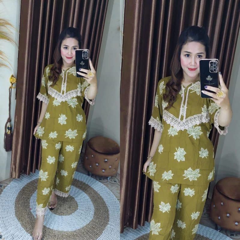 Setelan Renda Arab Busui/Setelan CP Renda Rayon Super Premium/Fasion Wanita/Daster Arab/Piyama/Baju 