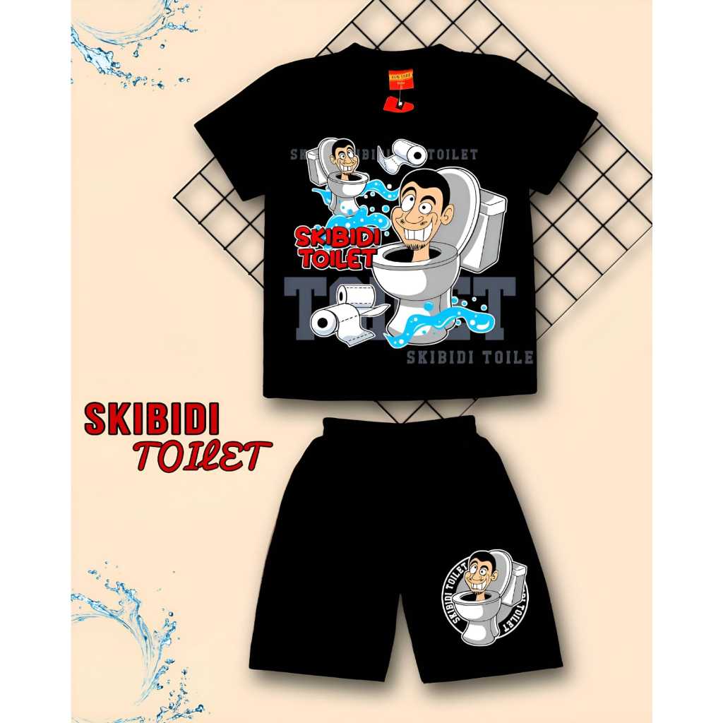 SETELAN SKIBIDI TOILET ANAK LAKI LAKI PEREMPUAN / KAOS SKIBIDI TOILET ANAK IMPORT / BAJU SKIBIDI TOI