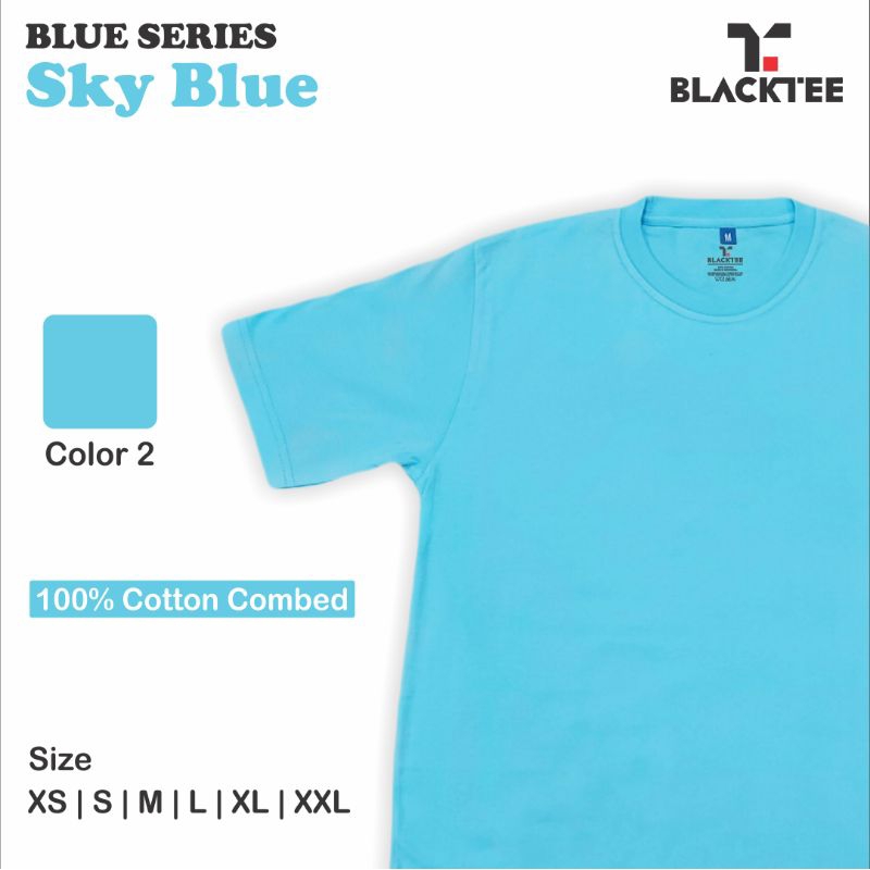 Tokobajumu - Kaos Polos Dewasa Pria Wanita dan Anak Warna Sky Blue,BiruMuda, Biru Laut, | Bahan Comb