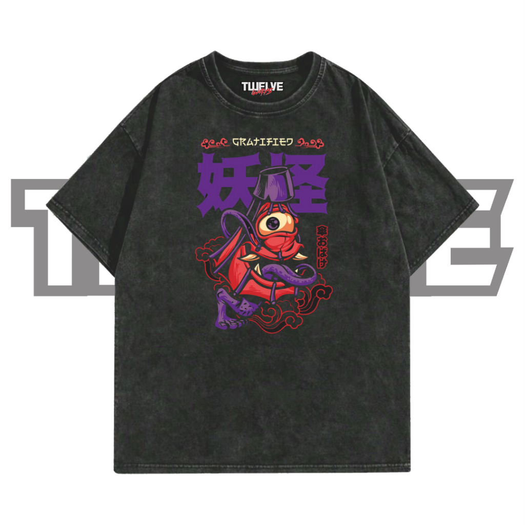 GRATIFIED Oversize T-Shirt | Wash Hitam | Kaos Aesthetic | Atasan Pria Wanita | Baju Cowo Cewe | Uni
