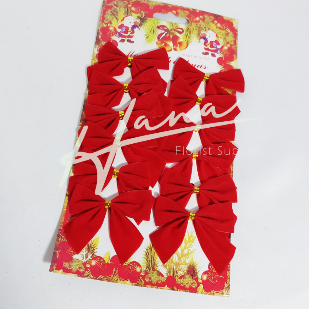 

Pita Natal isi 12 Bludru / Christmas Velvet Ribbon / Aksesoris Parcel Hampers