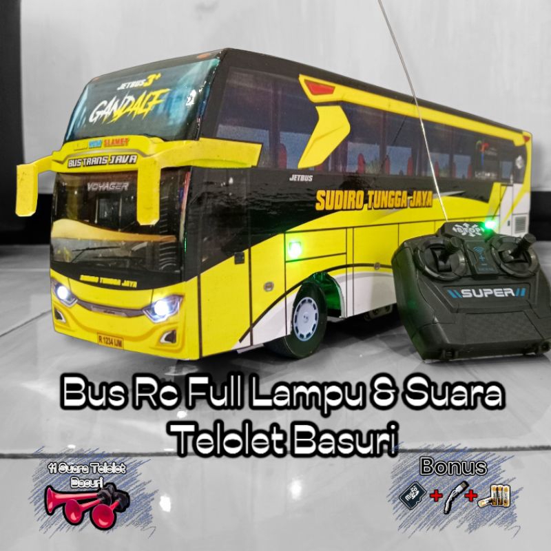 Miniatur Bus STJ Jetbus 3+ RC full lampu dan Suara Telolet Basuri