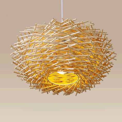 lampu rotan gantung D30/40 CM landak tidur lampu rotan aesthetic lampu rotan