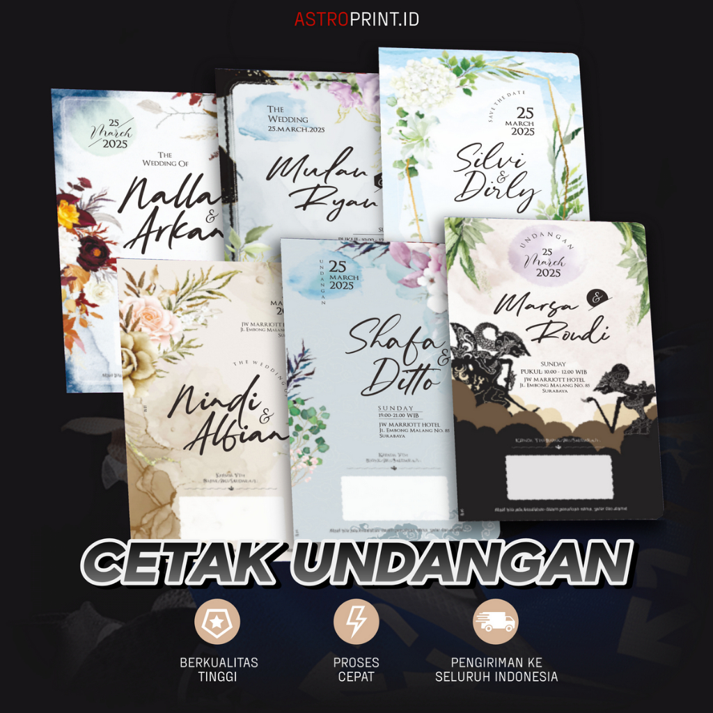 Custom Undangan Pernikahan Indie / Full Color - Free Plastik + Label / Buat Cetak Undangan