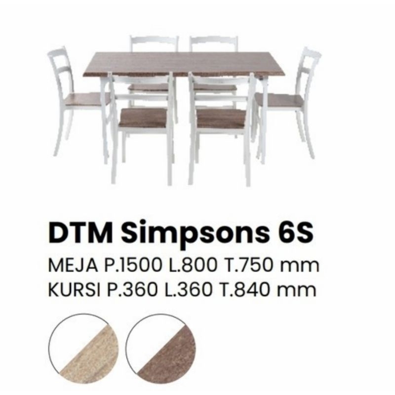 meja makan olympic dtm simpsons kursi 6