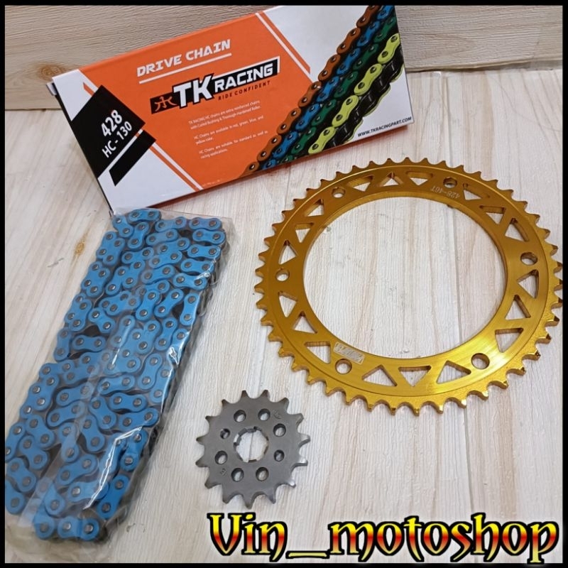 Gear Set 428 CRF 150 L PROTAPER & Rantai TK Racing Biru 428HC