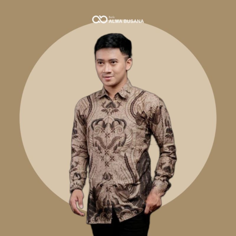 Couple Baju Batik Pria Dewasa Couple Batik Ayah dan Anak Laki-Laki Motif Ironman Warna Coklat