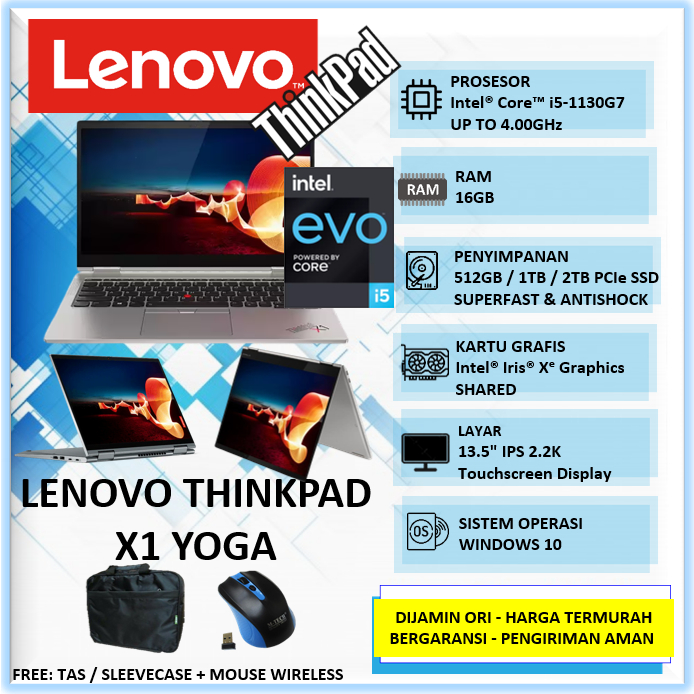 Laptop 2in1 Touchscreen Lenovo Think[ad X1 Yoga Intel i5 Gen 11 16GB 2TB SSD 13" 2K Touchscreen Wind