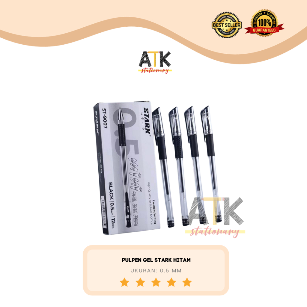 

Pulpen Bolpen Gel Stark ST-9007 0.5 mm , Gel Pen Murah 1 Lusin 12 Pcs atk