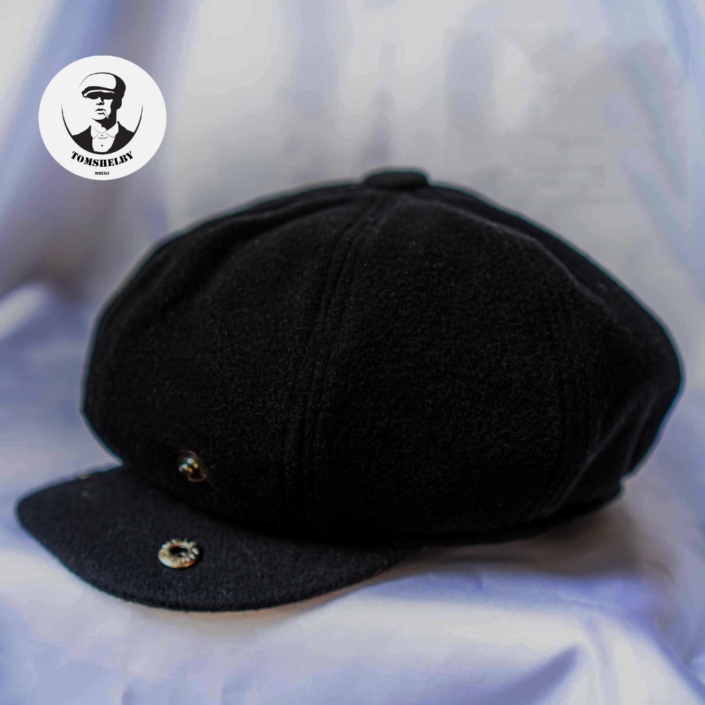 Topi Newsboy Classic / Newsboy Cap Wool Vanta Black Series #tomshelbyid
