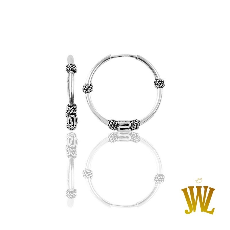Anting Hoop Perak 925 – Model Bali Oksidasi 17 mm – Jewellant