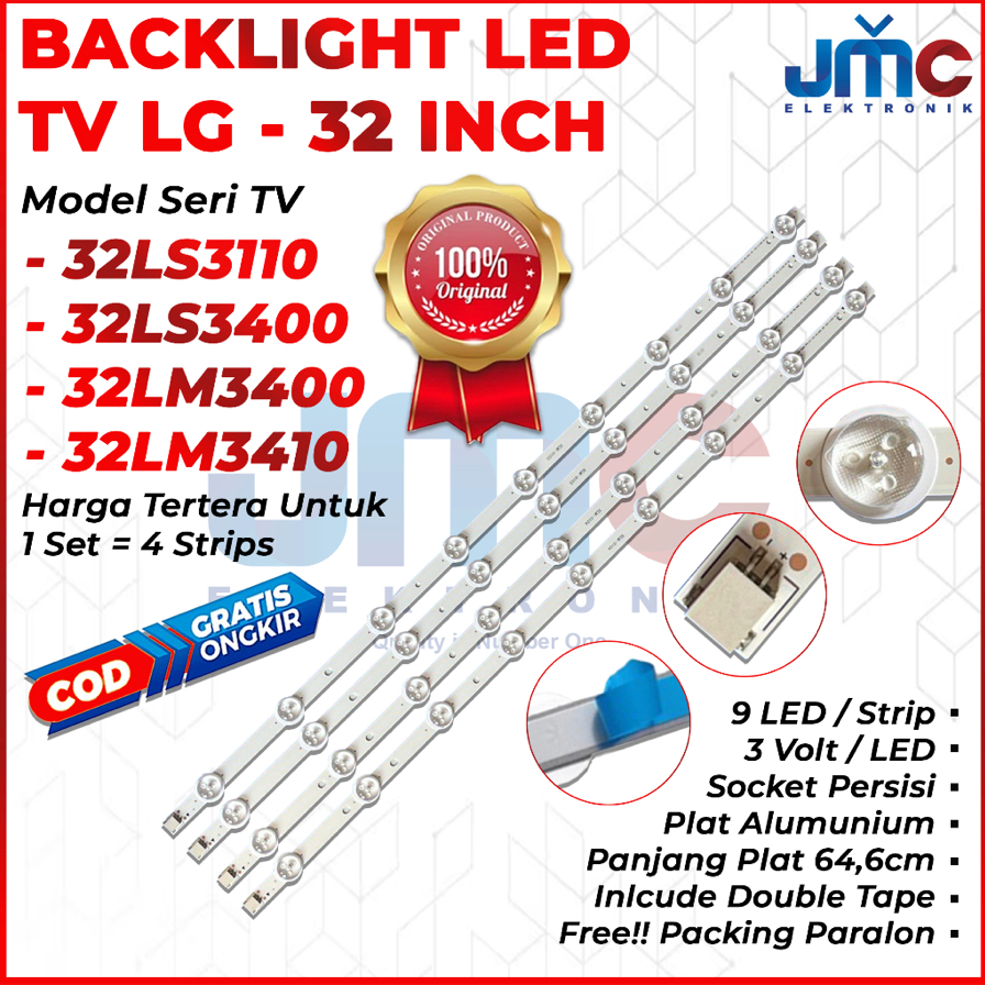 BACKLIGHT TV LED LG 32 INC 32LS3400 32LS3110 32LM3410 32LM3400 LAMPU BL LG 32LS 32INC INCH 9K 3V