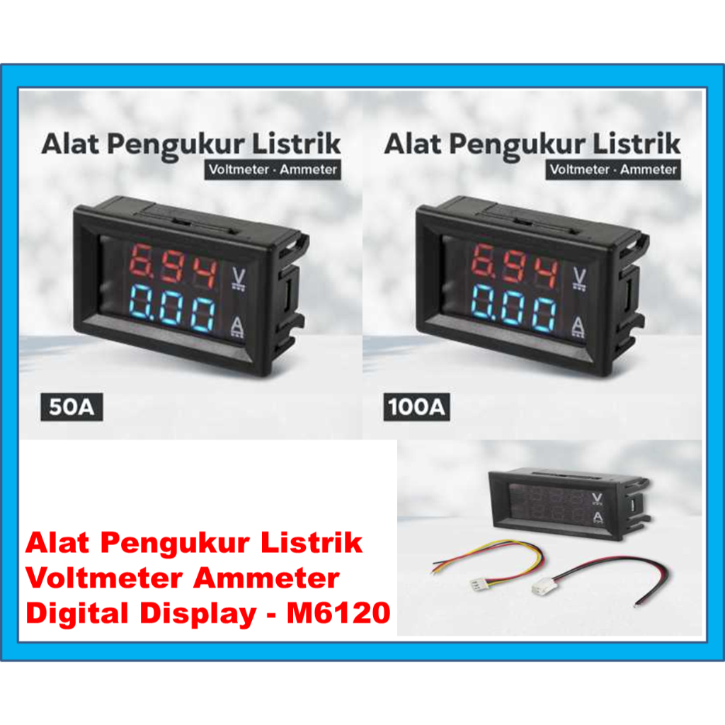 GAQQEE Alat Pengukur Listrik Voltmeter Ammeter Digital Display Alat Pengukur Volt Dan Arus Amper Lis