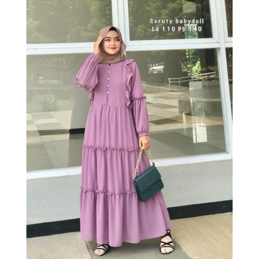 Gamis Ceruty Polos Umpag Susun Kekinian Terbaru / Gamis Lebaran 205