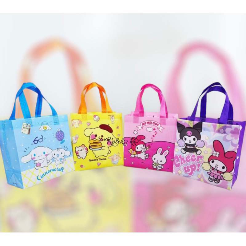 

(Koleksi Kk) GOODIE BAG TAS SOUVENIR KADO ULANG TAHUN ANAK MOTIF CINNAMOROLL KUROMI MELODY