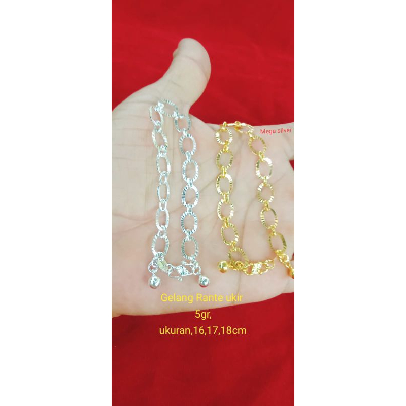 gelang Rante motif ukir asli perak 925