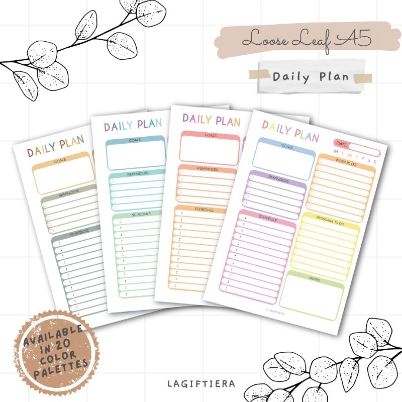 

[LAGIFTIERA] Loose Leaf Daily Plan A5 A6 +