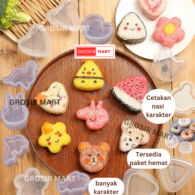 Cetakan Nasi Bento Sushi Onigiri Anti Lengket Desain Kartun Gaya Jepang Untuk Dapur