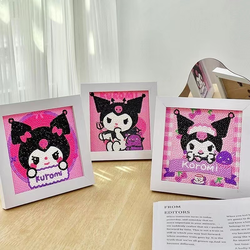 DIY DIAMOND PAINTING Kuromi FOTO FRAME BINGKAI FOTO STIKER DIY ANAK KERAJINAN set lengkap + Bingkai 