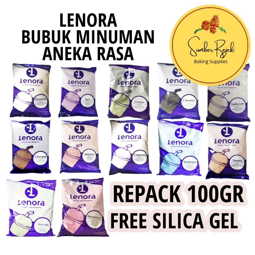 

Lenora Bubuk Minuman / Powder Drink 100 GR / 100gr Rasa Chocooreo, Choco Delfi, Taro, Green Tea, Cheese Cream, Red Velvet, Thai Tea, Vanilla Latte, Cappucino, Bubble Gum, Avocado, Strawberry