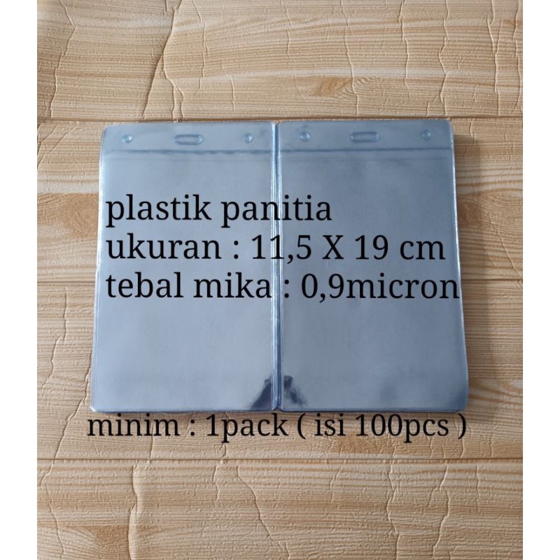 

plastik panitia / plastik nametag ukuran 11,5 X 19cm ,minim : 1pack ( isi 100pcs )