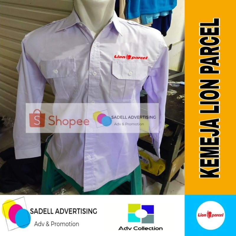 Kemeja Lion Parcel Seragam Lion Parcel Putih PDH Lengan Panjang Pria Bordir