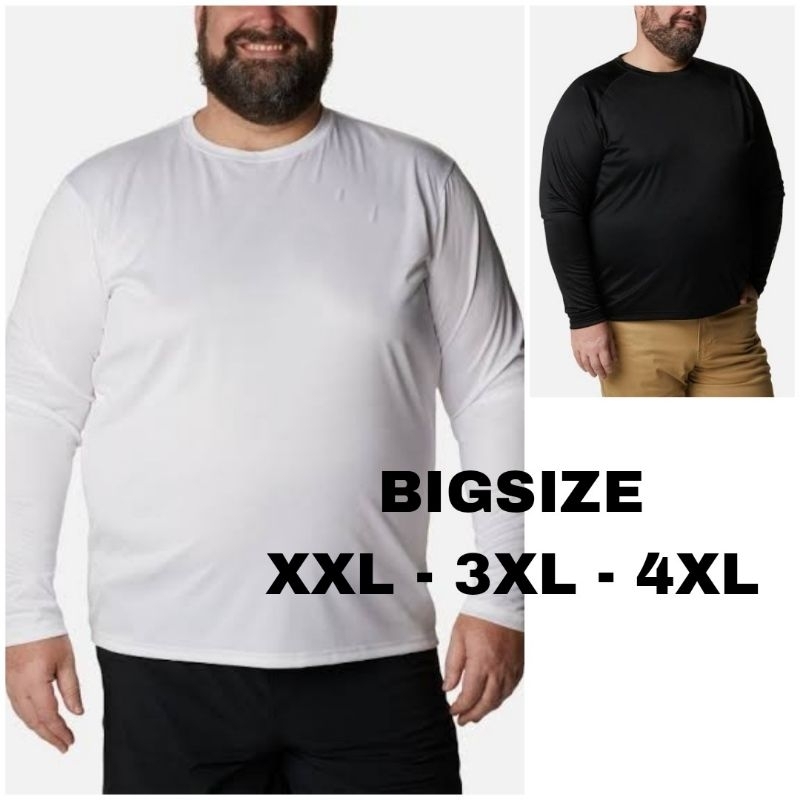 KAOS POLOS LENGAN PANJANG KATUN - KAOS JUMBO TANGAN PANJANG BIGSIZE HITAM PUTIH