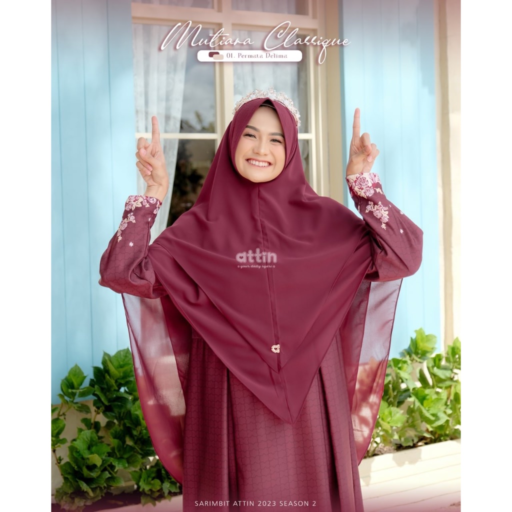 Khimar Mutiara Series by Attin - Jilbab Syari Mutiara Cosmic Original Brand Bhan Ceruty Ceruti Adem 