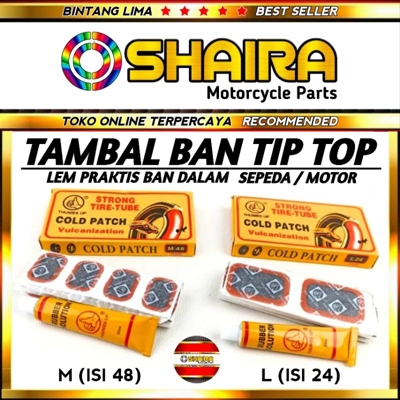 Tambal Ban Tip Top/Tambal Ban Cold Patch Thumbs Up Medium 48 PCS Large 24 PCS / LEM TIPTOP TAMBAL BA