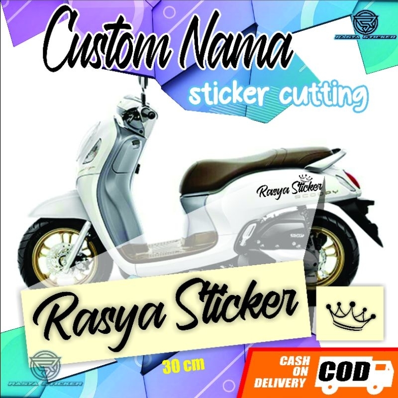 Custom Sticker Nama motor Scoopy,  BeAT,  Mio,  Vario dll