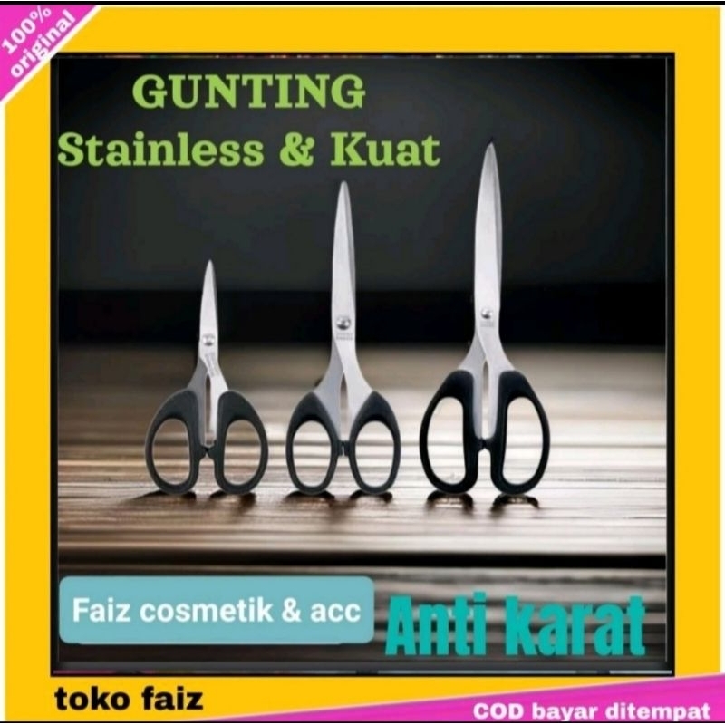 

Gunting Stainless Besi / Gunting Setenlis Besi Anti Karat [ Besar,Tanggung & Kecil].