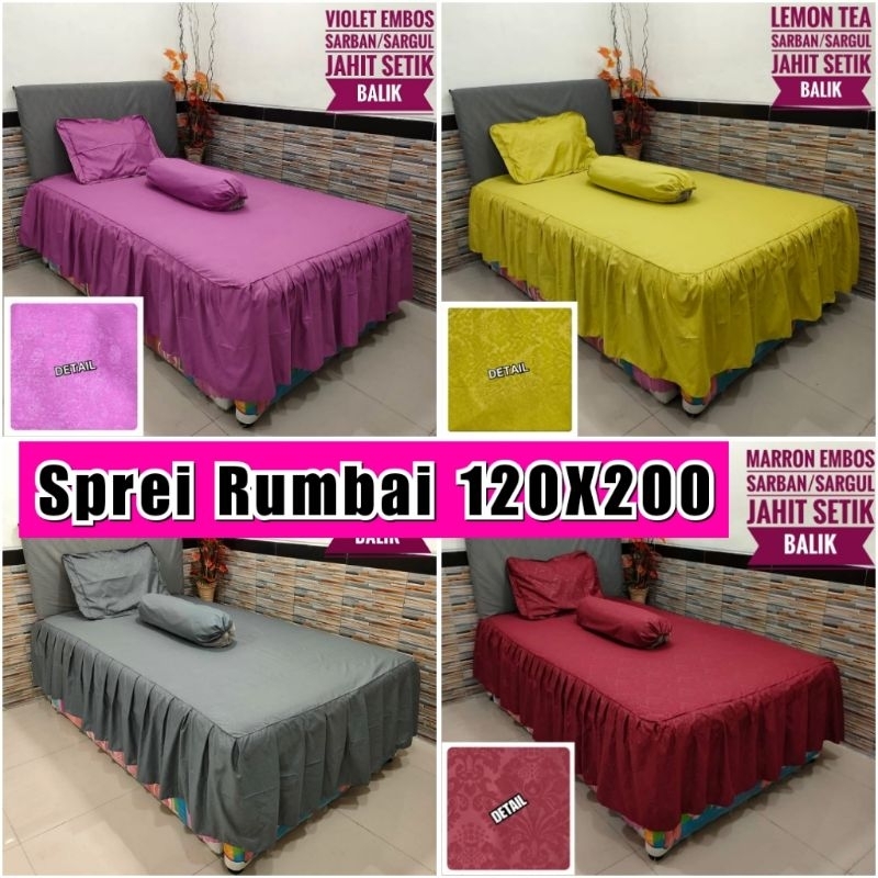 SPREI RUMBAI EMBOS/SPREI RUMBAI POLOS/SPREI RUMBAI EMBOS POLOS UKURAN KOMPLIT