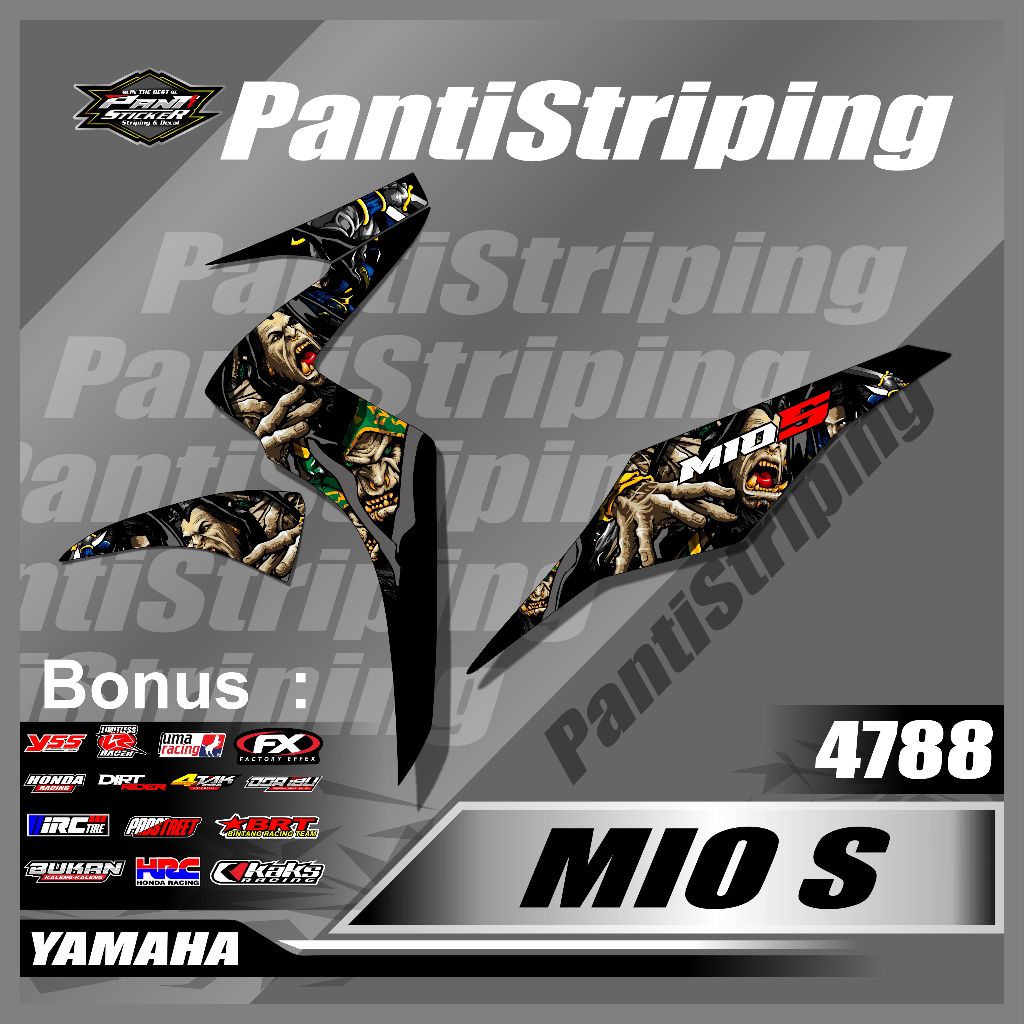 Striping Motor keren - stiker Motor MIO S satu Set Kanan Kiri- Stiker Variasi desain Motif Hulk