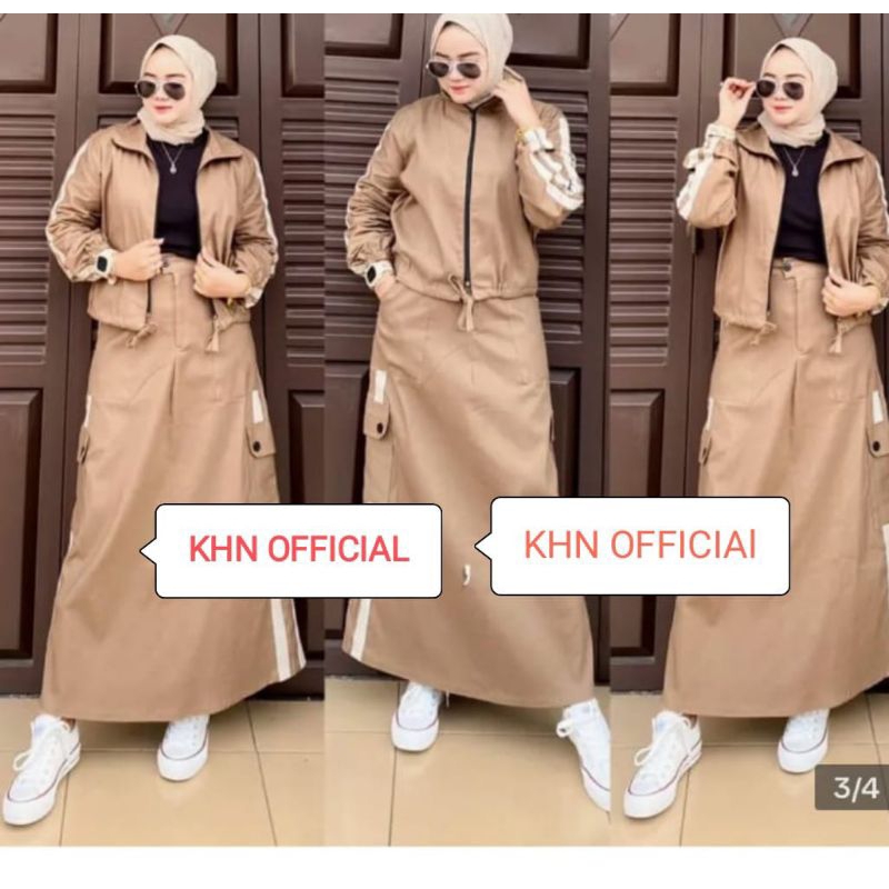 SET BOMBER CARGO KHN ORIGINAL // SETELAN ROK WANITA