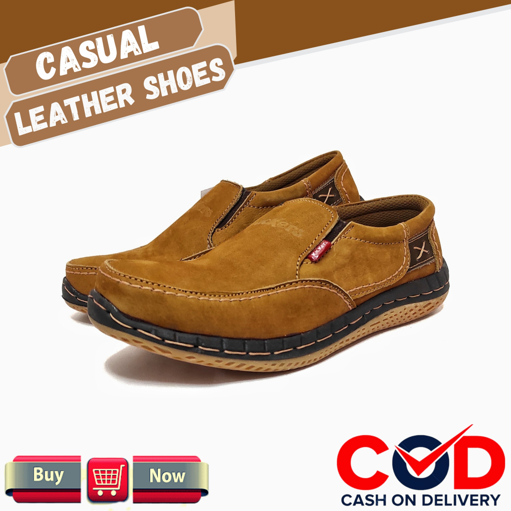 Sepatu Kickers / Sepatu Kulit Pria Slip On Selop Bahan Kulit Asli 100% Murah Keren dan Elegan / Sepa