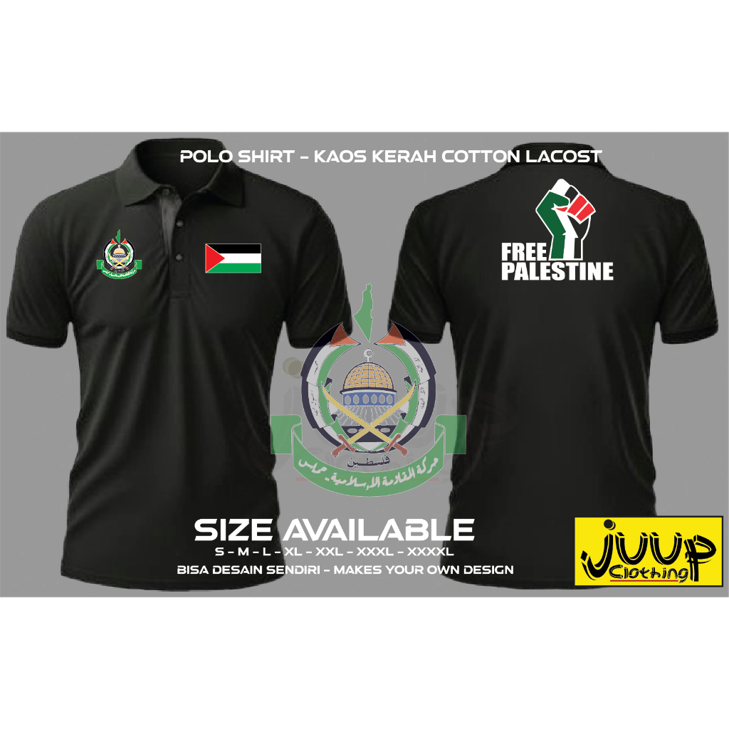 POLO SHIRT KAOS BERKERAH PALESTINA FREE PALESTINE
