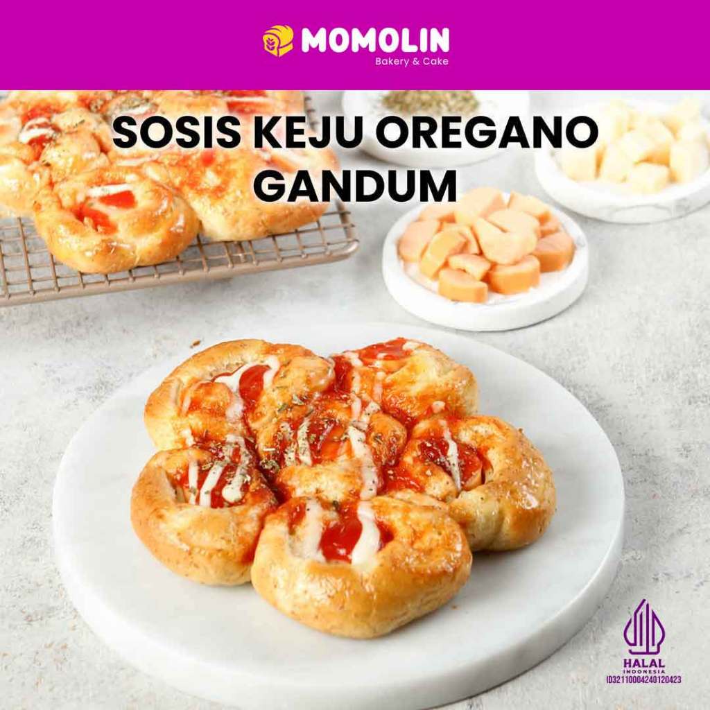 

Momolin Bakery Roti Gandum Sosis Oregano | Roti Sehat | Camilan Sehat