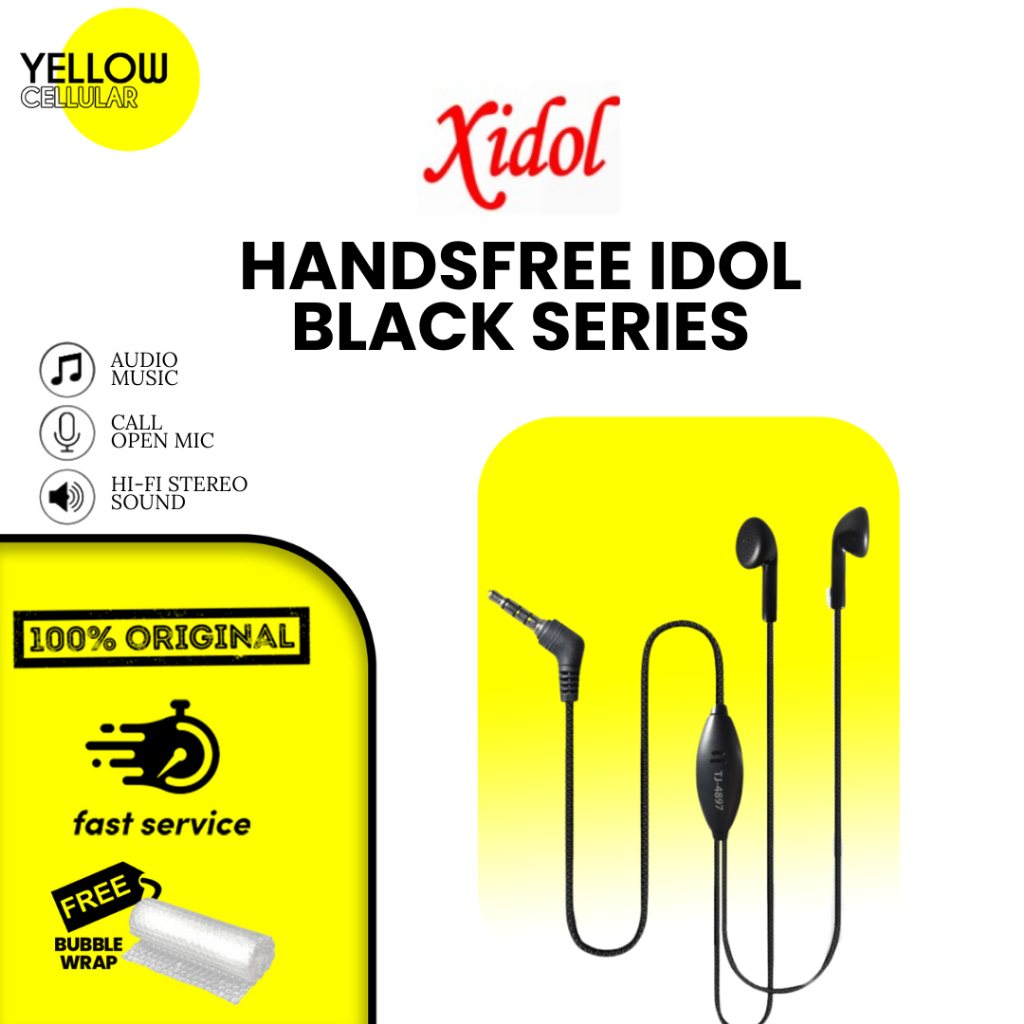 HANDSFREE BLACK SERIES IDOL HEADSET BASS MURAH WIRED SEMI IN EAR CLEAR AND COMBO HANDSFREE EXTRA BAS