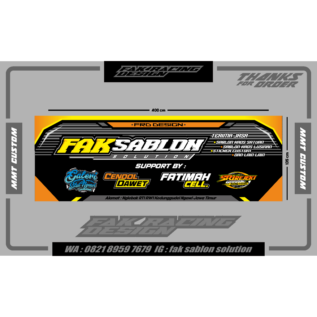 MMT / SPANDUK / BANNER MODEL RACING CUSTOM