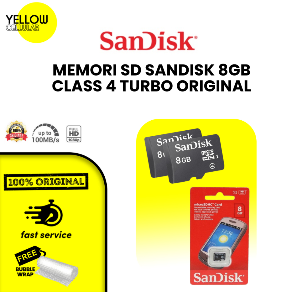 MEMORY CARD SANDISK 8GB CLASS 4 MICRO SD SANDISK MEMORY CARD MEMORY CARD HP KARTU MEMORI HP MURAH