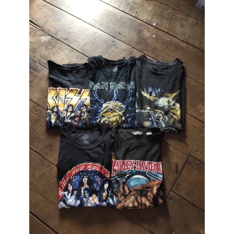 Baju oversize vintage (baju iron maiden,baju Kiss,baju elang,baju harley davidson)