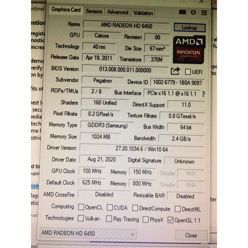 AMD RADEON HD 6450 VGA CARD