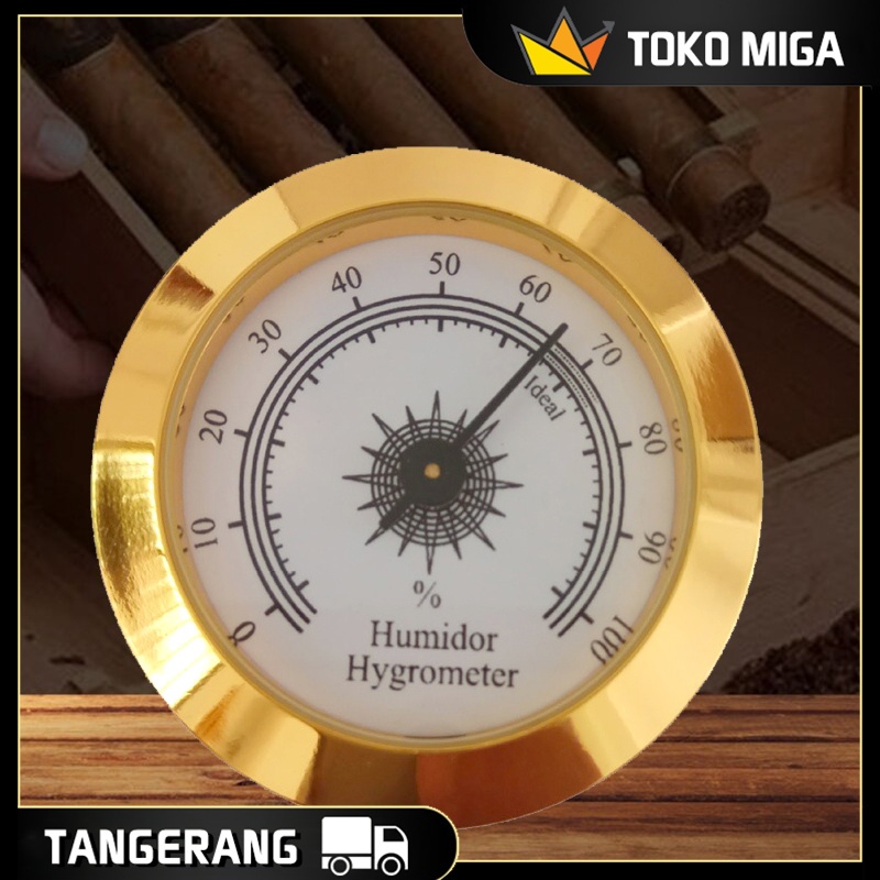 Tertanam Thermohigrometer Kotak Cigar Tipe Penunjuk Hygrometer Cigar Humidor 50MM