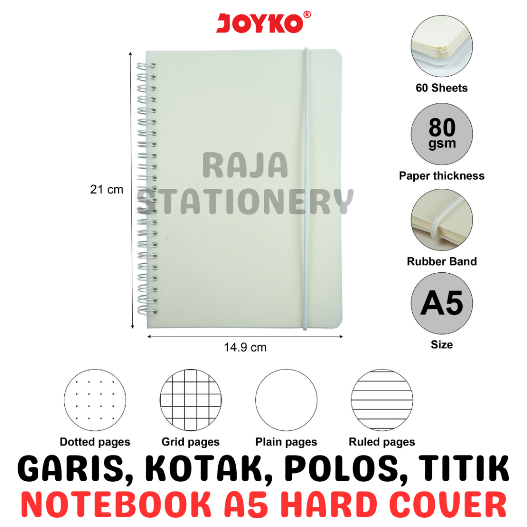 

Joyko Notebook Diary A5 Ruled Grid Dotted Plain / Buku Catatan Agenda A5 Planner Garis Titik Kotak Polos NB-700